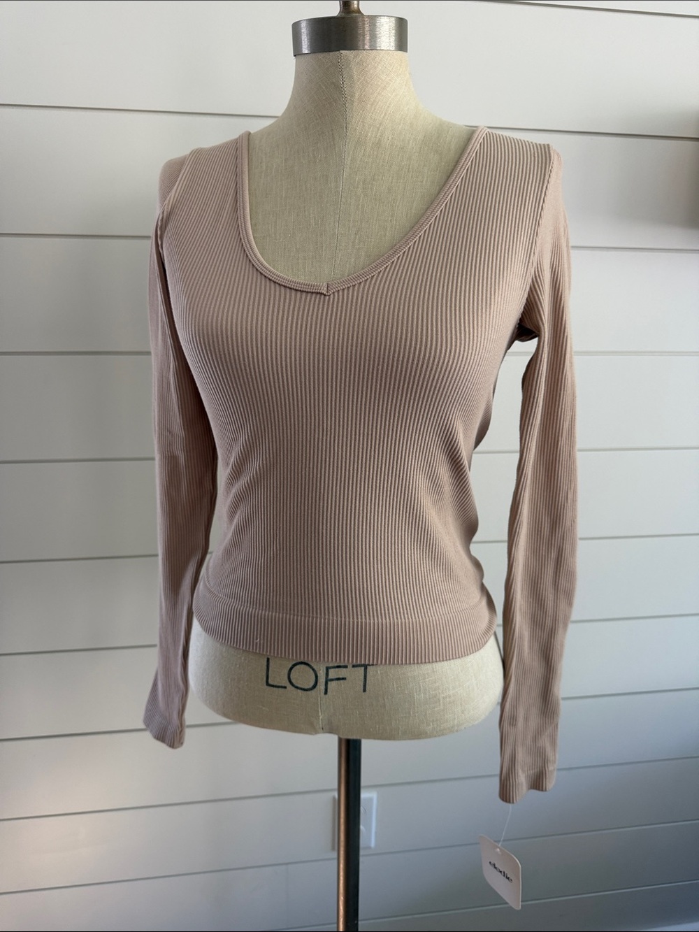 ⚡️ Elodie Blush Ribbed V-Neck Long Sleeve Top